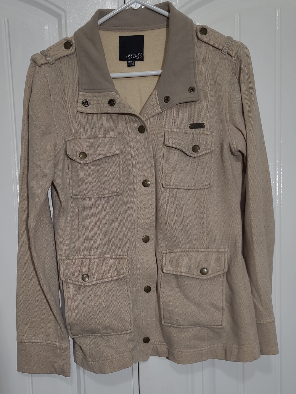 Volcom Women's Tan Utility Jacket with Button Pockets